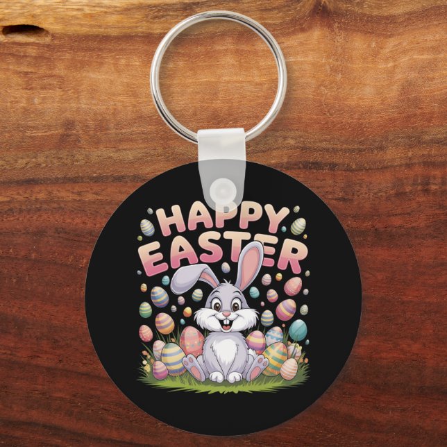 Happy Easter 2025  Eggs Bunny Cute Rabbit Keychain (Front)