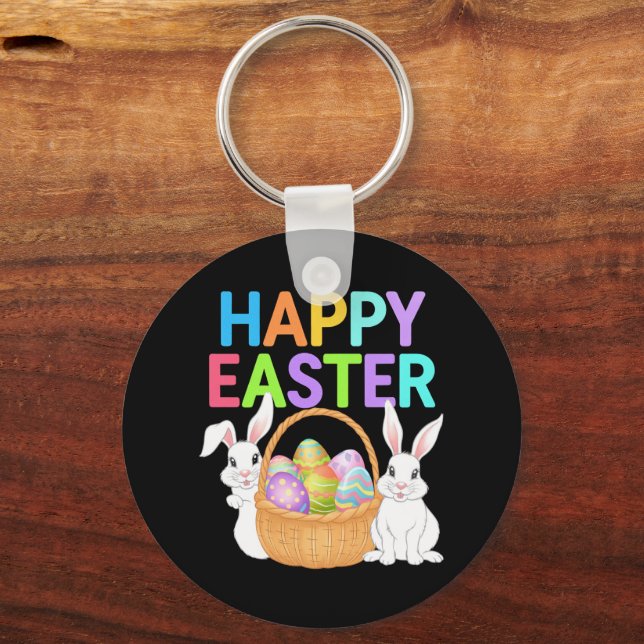 Happy Easter 2025  Eggs Bunny Cute Rabbit Keychain (Front)