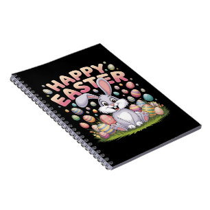 Happy Easter 2025  Eggs Bunny Cute Rabbit Notebook