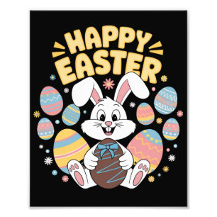 Happy Easter 2025 Eggs Bunny Cute Rabbit Photo Print