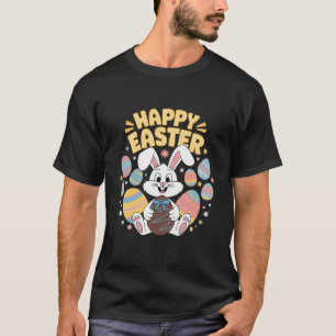 Happy Easter 2025 Eggs Bunny Cute Rabbit T-Shirt