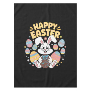 Happy Easter 2025 Eggs Bunny Cute Rabbit Tablecloth