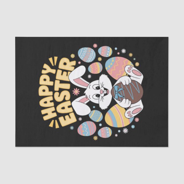 Happy Easter 2025  Eggs Bunny Cute Rabbit Tissue Paper (Front)