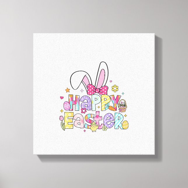 Happy Easter 2026 Cute Bunny Rabbit Easter Day Wom Canvas Print (Front)