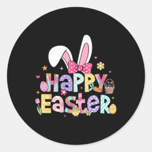 Happy Easter 2026 Cute Bunny Rabbit Easter Day Wom Classic Round Sticker