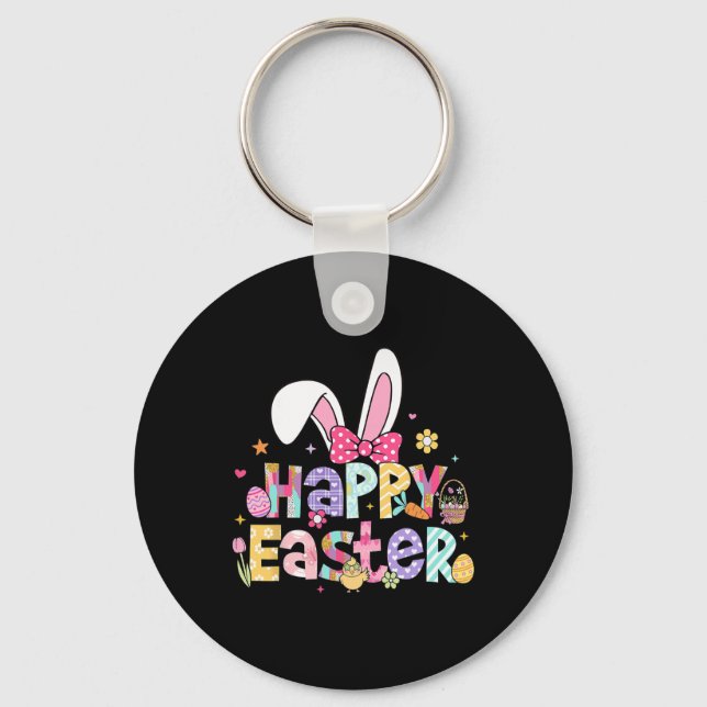 Happy Easter 2026 Cute Bunny Rabbit Easter Day Wom Keychain (Front)