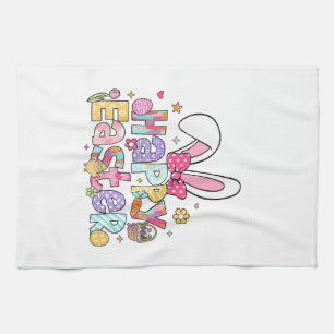 Happy Easter 2026 Cute Bunny Rabbit Easter Day Wom Kitchen Towel