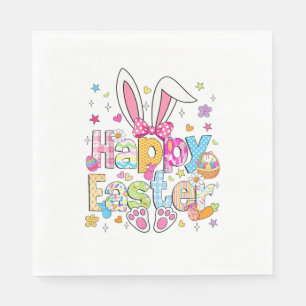Happy Easter 2026 Cute Bunny Rabbit Easter Day Wom Napkin