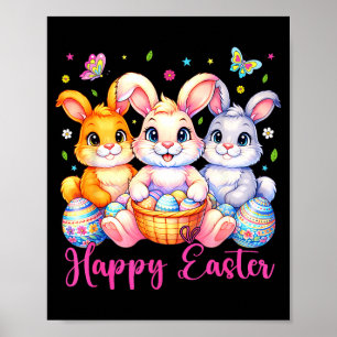 Happy Easter 2026 Cute Bunny Rabbit Easter Day Wom Poster