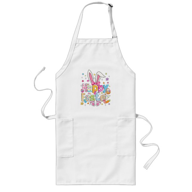 Happy Easter 2026 Cute Bunny Rabbit Long Apron (Front)