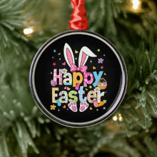 Happy Easter 2026 Cute Bunny Rabbit Metal Ornament