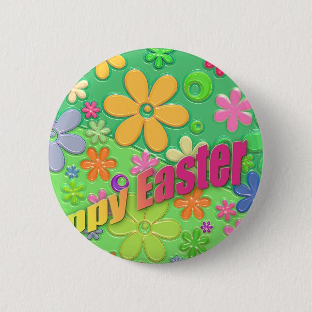 happy easter 2 inch round button (Front)