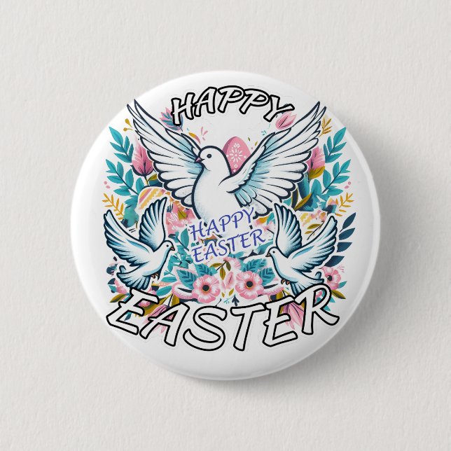 Happy Easter 2 Inch Round Button (Front)