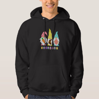 Happy Easter 3 Cute Gnomes Pastel Spring Eggs Bunn Hoodie