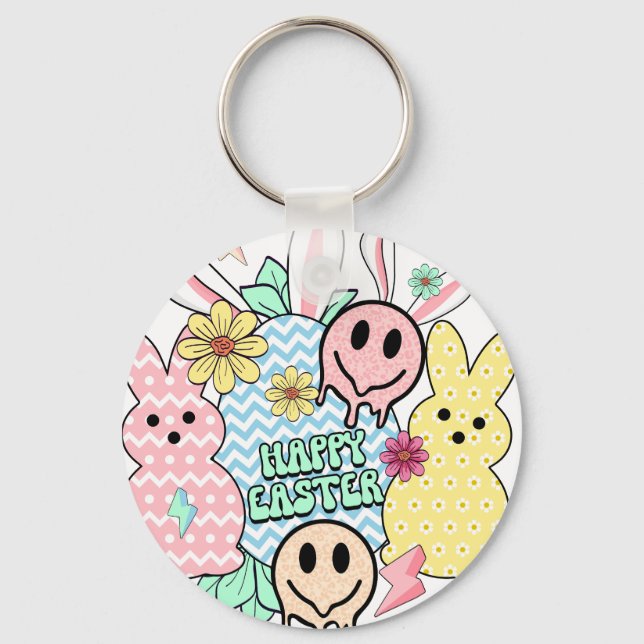 happy easter (6), retro, vintage keychain (Front)