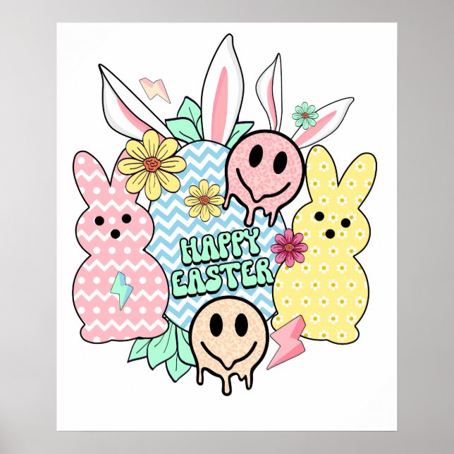 happy easter (6), retro, vintage poster (Front)