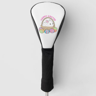 Happy Easter A Cute Easter Bunny In A Basket Golf Head Cover