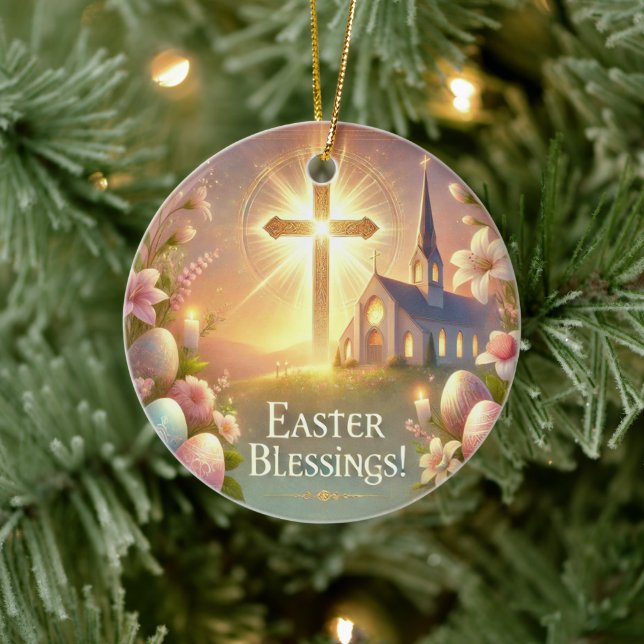"Happy Easter: A Day of Love & Laughter" Ceramic Ornament (Tree)