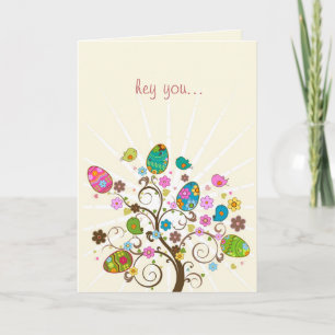 Happy Easter Abstract Easter Tree Holiday Card