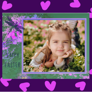 Happy Easter Abstract Floral Art Photo Frame Postcard