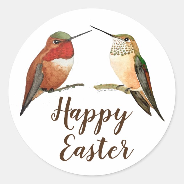 Happy Easter  Allen's Hummingbirds  Classic Round  Classic Round Sticker (Front)