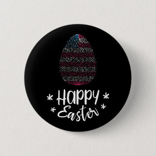 Happy Easter and Easter egg with American flag 2 Inch Round Button