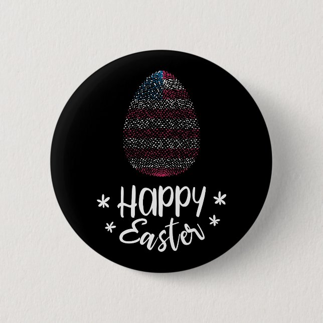 Happy Easter and Easter egg with American flag 2 Inch Round Button (Front)