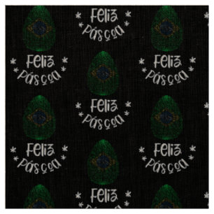 Happy Easter and Easter egg with Brazilian flag Fabric