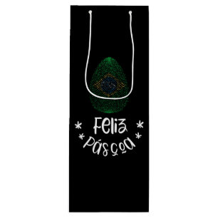 Happy Easter and Easter egg with Brazilian flag Wine Gift Bag