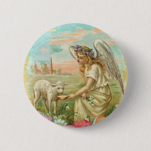 happy easter angel 2 inch round button