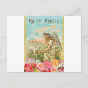 happy easter angel holiday postcard