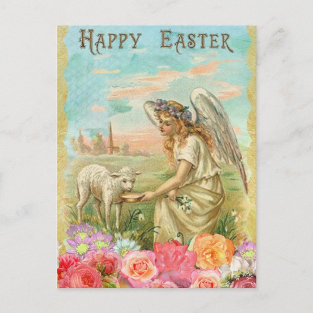 happy easter angel holiday postcard (Front)