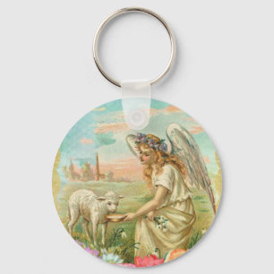 happy easter angel keychain