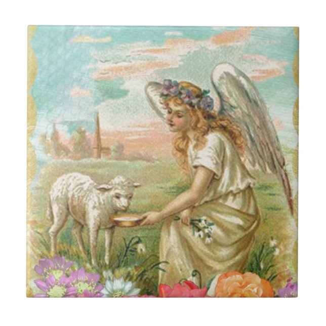 happy easter angel tile (Front)