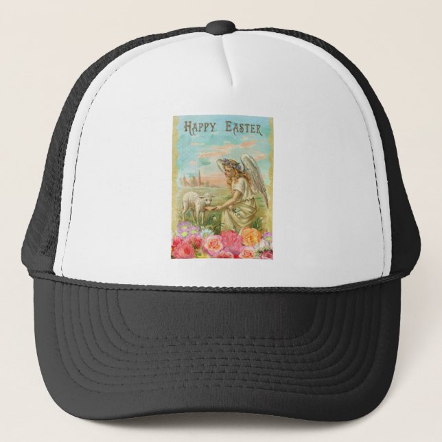 happy easter angel trucker hat (Front)