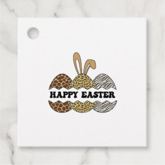 Happy Easter Animal Print Easter Eggs Bunny Favour Tags