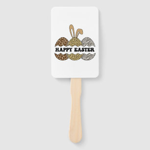 Happy Easter Animal Print Easter Eggs Bunny Hand Fan