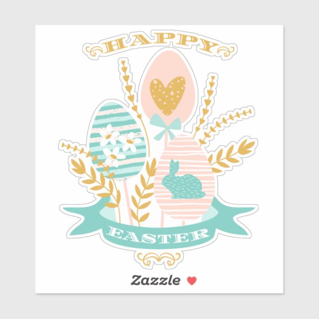 Happy Easter arrangement flowers and Easter bunny (Sheet)