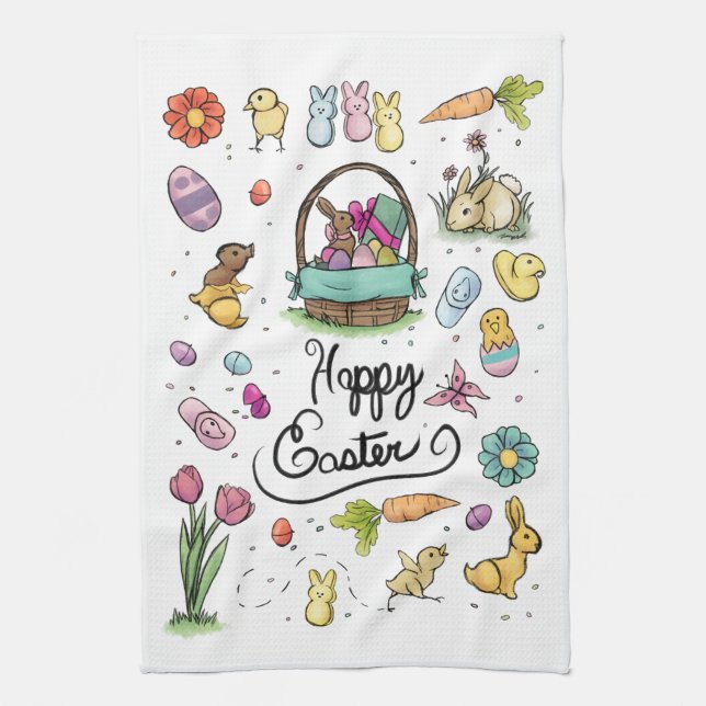 Happy Easter Art Kitchen Towel (Vertical)