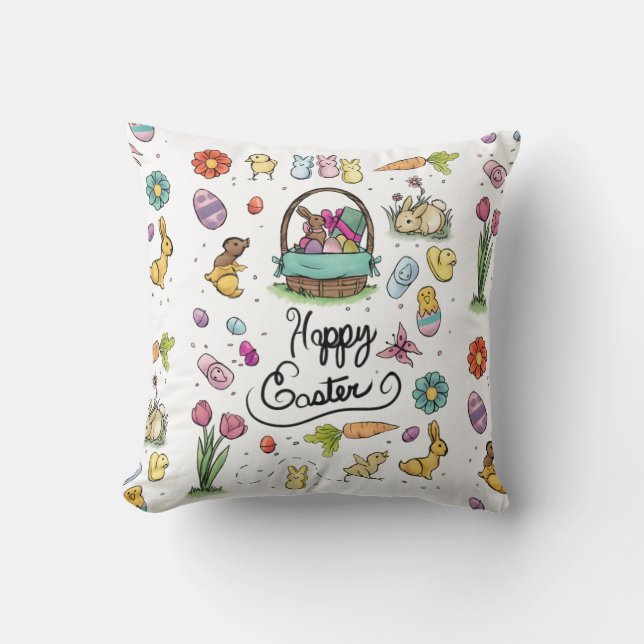 Happy Easter Art Throw Pillow (Front)