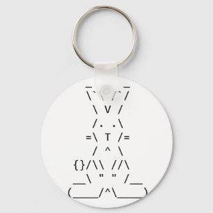 Happy Easter ASCII Bunny Art Keychain
