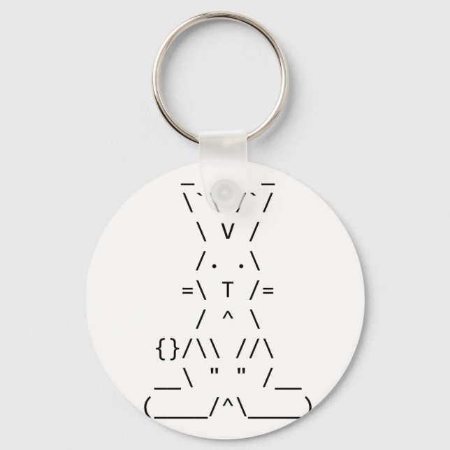 Happy Easter ASCII Bunny Art Keychain (Front)