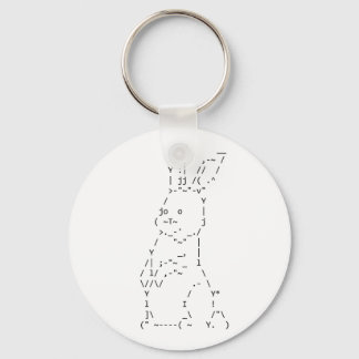 Happy Easter ASCII Bunny Art Keychain