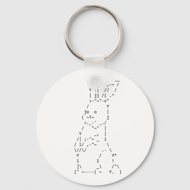 Happy Easter ASCII Bunny Art Keychain (Front)