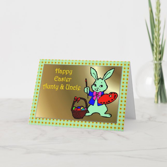 HAPPY EASTER AUNTY & UNCLE BUNNY RABBI HOLIDAY CARD (Front)