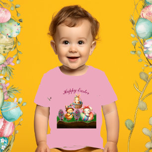 Happy Easter Baby Animals Chick Rabbit Eggs Basket T-Shirt