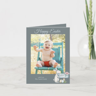 Happy easter baby boy personalized photo holiday card