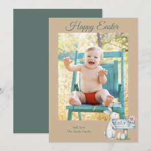 Happy easter baby boy personalized photo holiday card