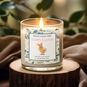 Happy Easter Baby Chick Custom Candle Label