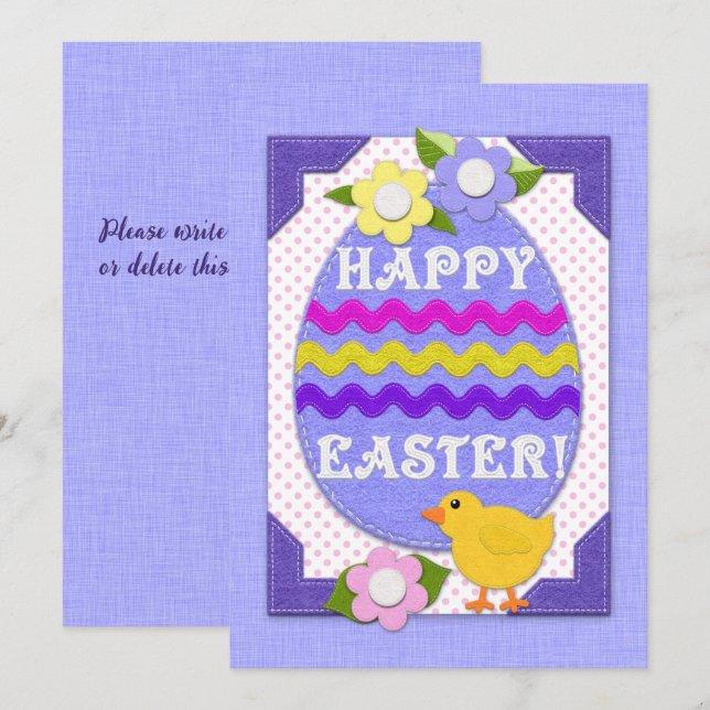 Happy Easter Baby Chick Faux Felt Texture (Front/Back)